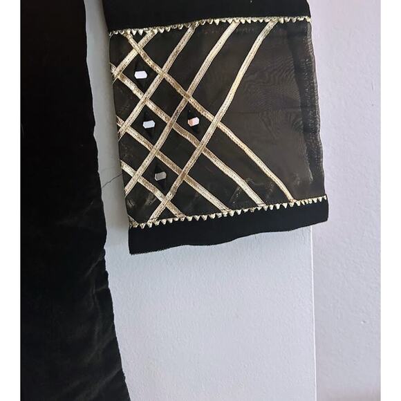 NWT Beejays Pret Pakistani Tunic Dress Women's Black Velvet Embellished - Picture 7 of 9